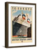 To Europe - United States Lines-null-Framed Premium Giclee Print