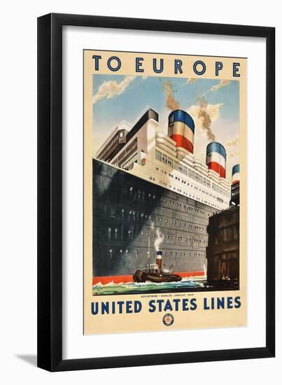 To Europe - United States Lines-null-Framed Premium Giclee Print