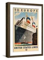 To Europe - United States Lines-null-Framed Giclee Print