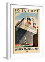 To Europe - United States Lines-null-Framed Giclee Print