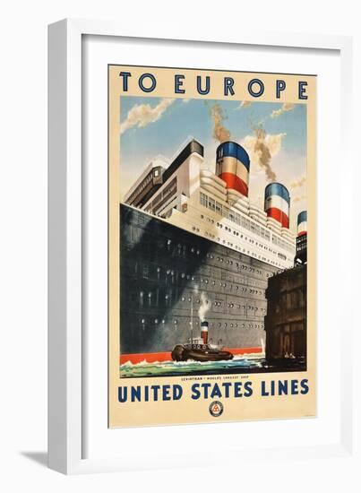 To Europe - United States Lines-null-Framed Giclee Print