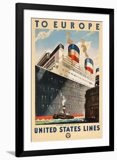 To Europe - United States Lines-null-Framed Giclee Print