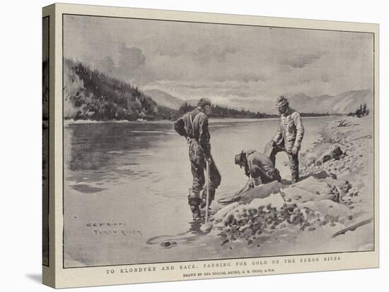 To Klondyke and Back, Panning for Gold on the Yukon River-Charles Edwin Fripp-Stretched Canvas