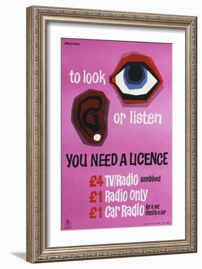 To Look or Listen You Need a Licence-Kenneth Bromfield-Framed Art Print