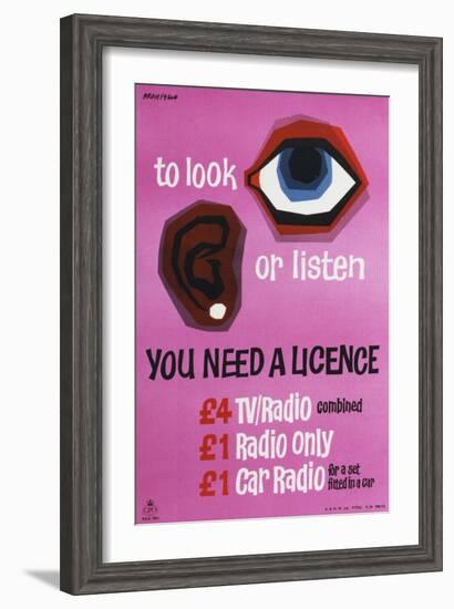 To Look or Listen You Need a Licence-Kenneth Bromfield-Framed Art Print