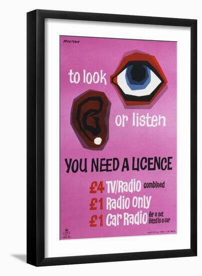 To Look or Listen You Need a Licence-Kenneth Bromfield-Framed Art Print