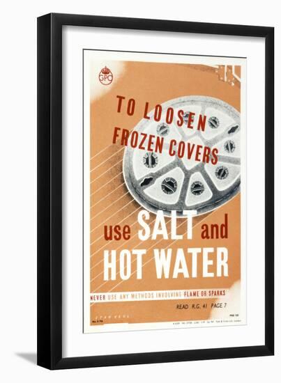 To Loosen Frozen Covers Use Salt and Hot Water, Never Employ Methods Involving Flame-Stan Krol-Framed Art Print