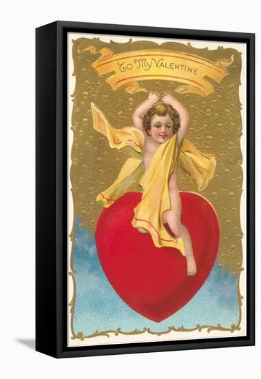 To My Valentine, Cupid on Heart-null-Framed Stretched Canvas