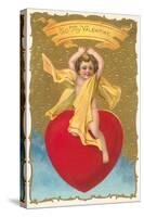To My Valentine, Cupid on Heart-null-Stretched Canvas