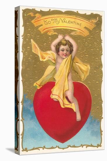 To My Valentine, Cupid on Heart-null-Stretched Canvas