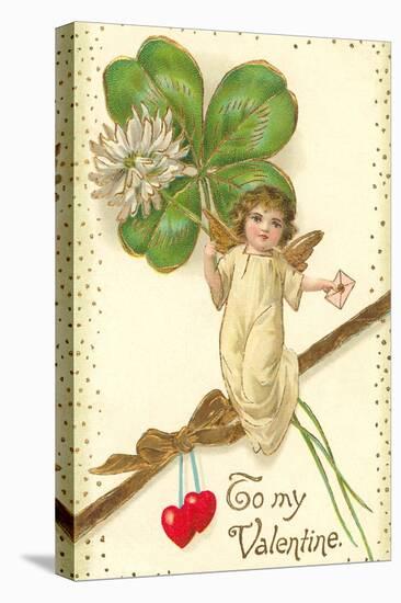 To My Valentine, Cupid with Clover-null-Stretched Canvas