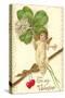 To My Valentine, Cupid with Clover-null-Stretched Canvas