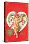 To My Valentine, Cupid with Tambourine-null-Stretched Canvas