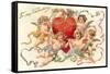 To My Valentine, Cupids around Heart-null-Framed Stretched Canvas