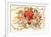 To My Valentine, Cupids around Heart-null-Framed Art Print