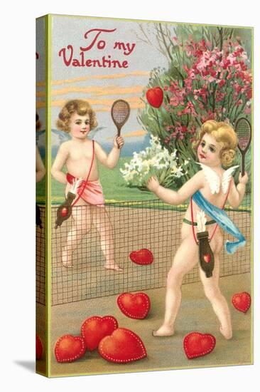 To My Valentine, Cupids Playing Tennis-null-Stretched Canvas