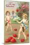 To My Valentine, Cupids Playing Tennis-null-Mounted Art Print