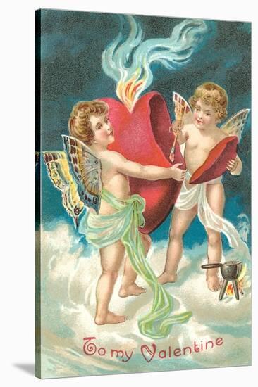 To My Valentine, Cupids Repairing Heart-null-Stretched Canvas