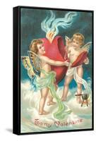 To My Valentine, Cupids Repairing Heart-null-Framed Stretched Canvas