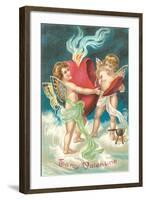 To My Valentine, Cupids Repairing Heart-null-Framed Art Print