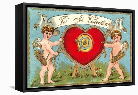 To My Valentine, Cupids with Heart Target-null-Framed Stretched Canvas