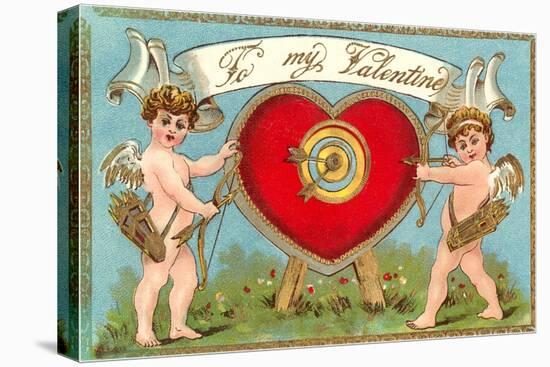 To My Valentine, Cupids with Heart Target-null-Stretched Canvas