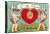 To My Valentine, Cupids with Heart Target-null-Stretched Canvas