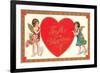 To My Valentine, Cupids with Heart-null-Framed Art Print