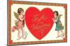 To My Valentine, Cupids with Heart-null-Mounted Art Print
