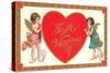 To My Valentine, Cupids with Heart-null-Stretched Canvas