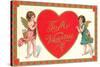 To My Valentine, Cupids with Heart-null-Stretched Canvas