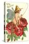 To My Valentine, Fishing Cupid in Roses-null-Stretched Canvas