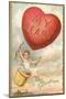 To My Valentine, Heart Balloon and Cupid-null-Mounted Art Print