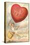 To My Valentine, Heart Balloon and Cupid-null-Stretched Canvas