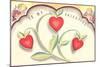 To My Valentine, Heart Flowers and Cupids-null-Mounted Art Print