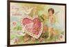 To My Valentine Postcard with Cherub Watering Flowers-null-Framed Giclee Print