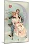 To My Valentine Postcard with Couple on Cresent Moon-David Pollack-Mounted Giclee Print