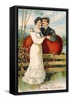 To My Valentine Postcard with Couple-David Pollack-Framed Stretched Canvas