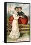 To My Valentine Postcard with Couple-David Pollack-Framed Stretched Canvas