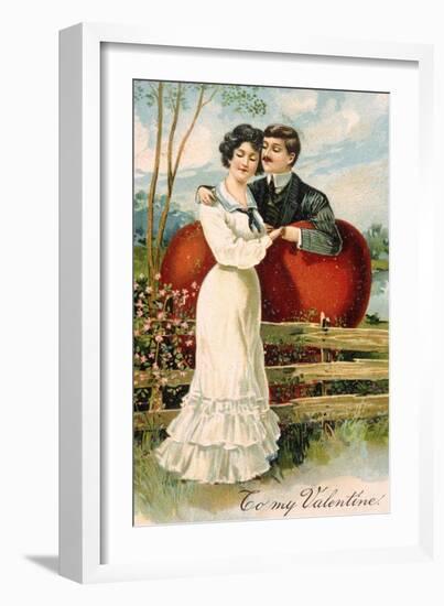 To My Valentine Postcard with Couple-David Pollack-Framed Giclee Print