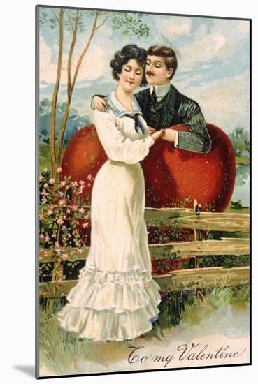 To My Valentine Postcard with Couple-David Pollack-Mounted Giclee Print