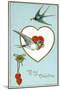 To My Valentine Postcard with Swallows-David Pollack-Mounted Giclee Print