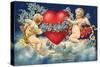 To My Valentine Postcard with Two Cupids-David Pollack-Stretched Canvas