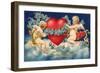 To My Valentine Postcard with Two Cupids-David Pollack-Framed Giclee Print