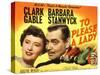 To Please a Lady, Barbara Stanwyck, Clark Gable, 1950-null-Stretched Canvas