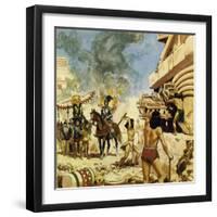 To Protect Themselves from the Defenders, the Spaniards Destroyed the Buildings as They Took Them-Alberto Salinas-Framed Premium Giclee Print