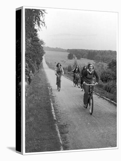 To Relieve the Regular Forest Rangers These Girls on Bicycles Have a Fire Patrol-null-Stretched Canvas