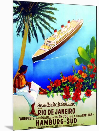 To Rio De Janeiro', Poster Advertising the Hamburg Southern Line, 1929-null-Mounted Giclee Print