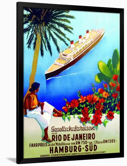 To Rio De Janeiro', Poster Advertising the Hamburg Southern Line, 1929-null-Framed Giclee Print