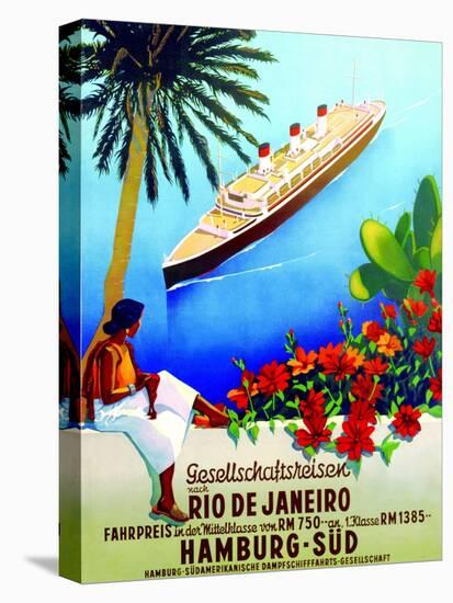 To Rio De Janeiro', Poster Advertising the Hamburg Southern Line, 1929-null-Stretched Canvas